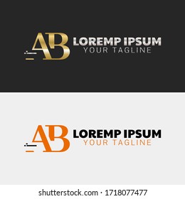 Initial Letter AB capital logo icon design template elements. Modern line logo with gold silver luxury style. Can be used for business, company group, consulting, finance. Vector Illustration.