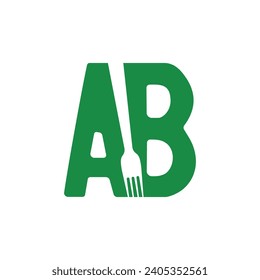 Initial Letter AB Design Fork style Negative Space For Restaurant Food Logo Design Inspiration