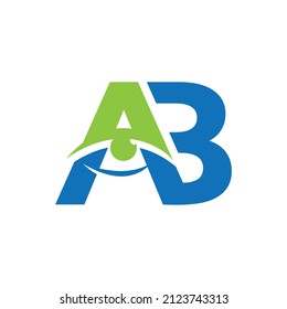 Letra inicial AB para el consultorio de un médico ocular o el diseño del logotipo del hospital. Imagen vectorial del logotipo de cuidado ocular