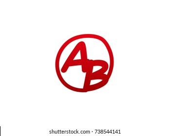 The initial letter AB handwritten logo