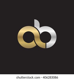 initial letter ab linked circle lowercase logo gold silver black background