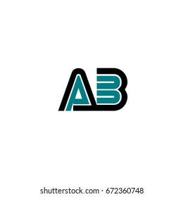 Initial letter ab, linked outline rounded lowercase 