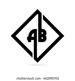 Initial Letter AB Linked Square Logo Monogram Black