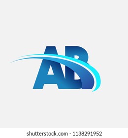 initial letter AB logotype company name colored blue and swoosh design. vector logo for business and company identity.