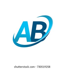 initial letter AB logotype company name colored blue swoosh design concept. vector logo for business and company identity.