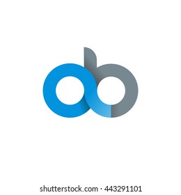 initial letter ab modern linked circle round lowercase logo blue gray