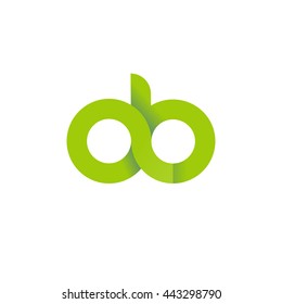 initial letter ab modern linked circle round lowercase logo green