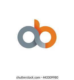 initial letter ab modern linked circle round lowercase logo orange gray