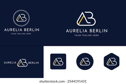 Initial Letter AB Monogram Elegant Luxury Logo Inspiration. Stylish Elegant Initial Letter AB Logo Vector. Premium Golden Letter AB Logo Character. Alphabet Vector Logo Illustration