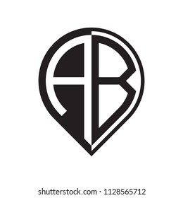 initial letter ab pin logo black