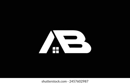 Initial letter AB real estate logo vector, initial letter AB house logo