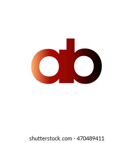 Initial letter AB red brown gradation color logo