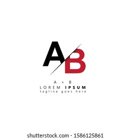 Initial letter ab sliced uppercase modern logo design template elements. Black and red letter Isolated on white background. Suitable for business, consulting group company.