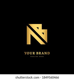 Initial letter AB with striped line. Luxury minimalist  logo design concept, fit for company and business.