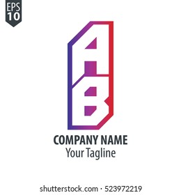 Initial Letter AB Vertical Style Logo 