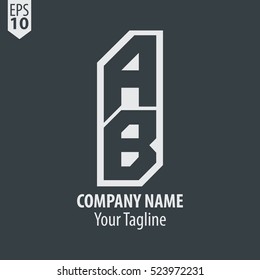 Initial Letter AB Vertical Style Logo White