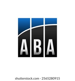 Initial letter ABA three bars business logo template black blue	