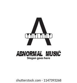 Initial letter A with abnormal music logo design black monogram