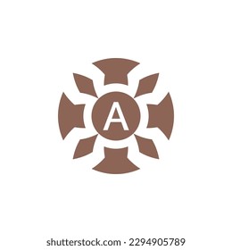 Initial letter A abstract decorative natural leaf pin emblem logo