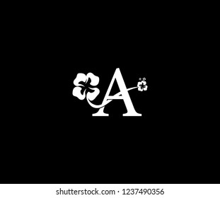 Initial A Letter with Abstract Hibiscus Flower Swoosh Monogram Logotype