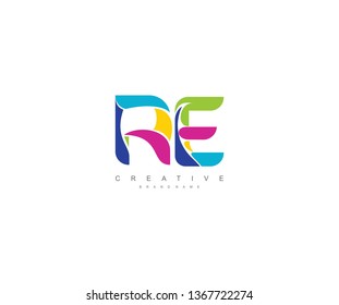 Initial RE letter abstract modern colorful liquid minimalist logo