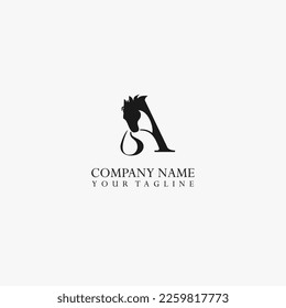 initial letter A with abstract running horse logo vector concept