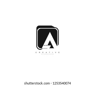 Initial A Letter Abstract Simple Black Rectangle Emblem Logotype