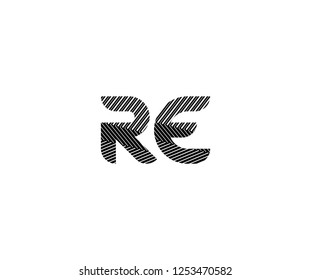 Initial RE Letter Abstract Stripes Transition Monogram Logotype