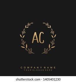 Initial letter AC beautiful handwriting logo vector template