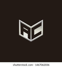 Initial letter AC A C CA monogram logo, white color on black background with negative space emblem concept