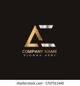 Initial Letter AC capital logo icon design template elements. Modern line logo with gold silver luxury style. Can be used for business, company group, consulting, finance. Vector Illustration.