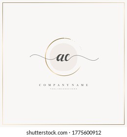 Initial Letter AC handwriting logo hand drawn template vector, logo for beauty, cosmetics, wedding, fashion and business, and other