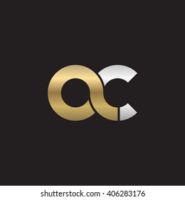 initial letter ac linked circle lowercase logo gold silver black background