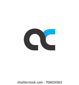 Initial Letter AC Linked Circle Lowercase Logo Black Blue Icon Design Template Element