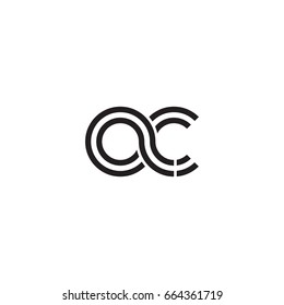 Initial letter ac, linked outline rounded lowercase, monogram black