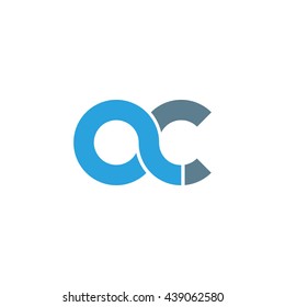 initial letter ac linked round lowercase logo blue