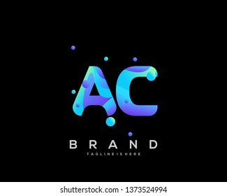 Initial letter AC logo with colorful background, letter combination logo design for creative industry, web, business and company. - Vector