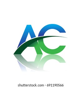 initial letter AC logotype company name colored blue and green swoosh design. vector logo for business and company identity.
