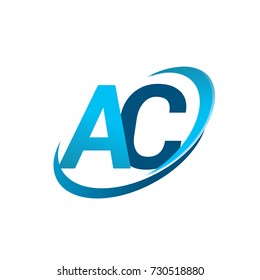 initial letter AC logotype company name colored blue swoosh design concept. vector logo for business and company identity.