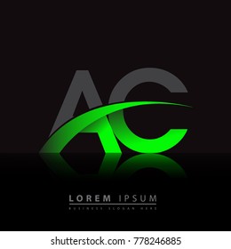 initial letter AC logotype company name colored green and black swoosh design. vector logo for business and company identity.

