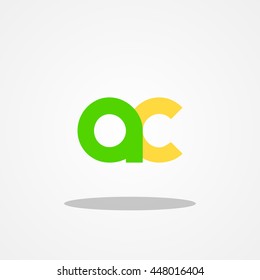 Initial letter AC lowercase logo design template green yellow