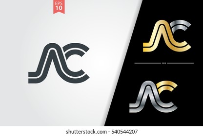 Initial Letter AC NC Linked Design Logo Company