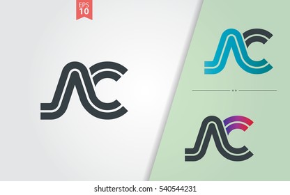 Initial Letter AC NC Linked Design Logo Company
