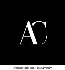 Initial letter AC uppercase modern logo design template elements. White letter Isolated on black background. Suitable for business, consulting group company.