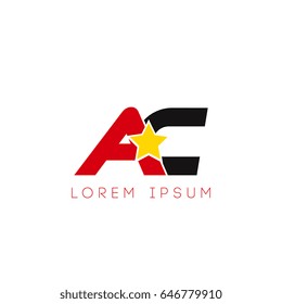 Initial letter ac yellow star logo red black