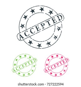 Initial Letter Accepted Design for seal stamp or label with grunge style