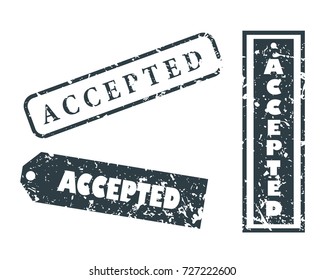 Initial Letter Accepted Design for seal stamp or label with grunge style