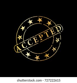 Initial Letter Accepted Design for seal stamp or label with grunge style