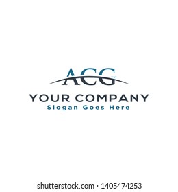 Initial letter ACG, overlapping movement swoosh horizon logo company design inspiration in blue and gray color vector