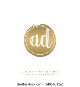 Initial letter AD beautiful handwriting logo vector template